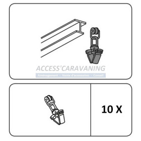 10X Glisseurs de rideaux à pince pour rail en T