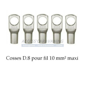 Lot de 5 cosses 10mm² D.8 à sertir