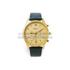 Montre design lisse (bracelet vert fond dore)