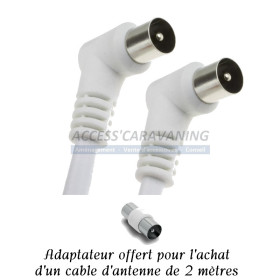 Cable antenne M/M prolongateur TV (2 metres)