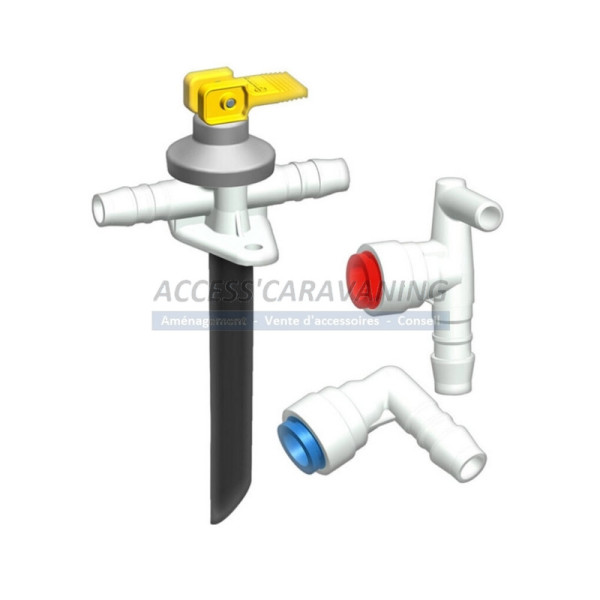 Raccordement eau boiler soupape de vidange et raccords coudes D.10