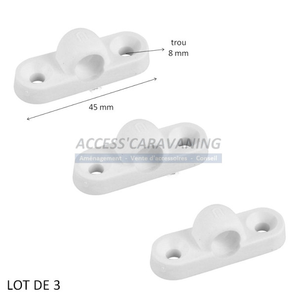 Lot de 3 pontets en plastique diam.8